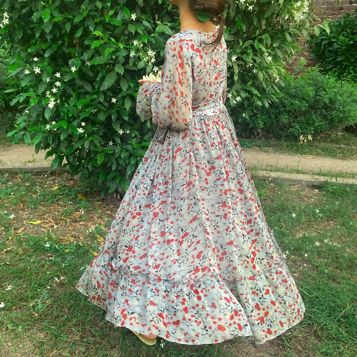 Floral Printed Chiffon Frock image 2