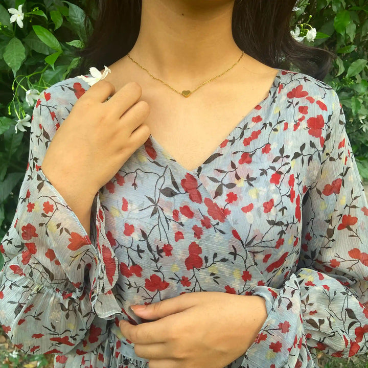 Floral Printed Chiffon Frock image 0