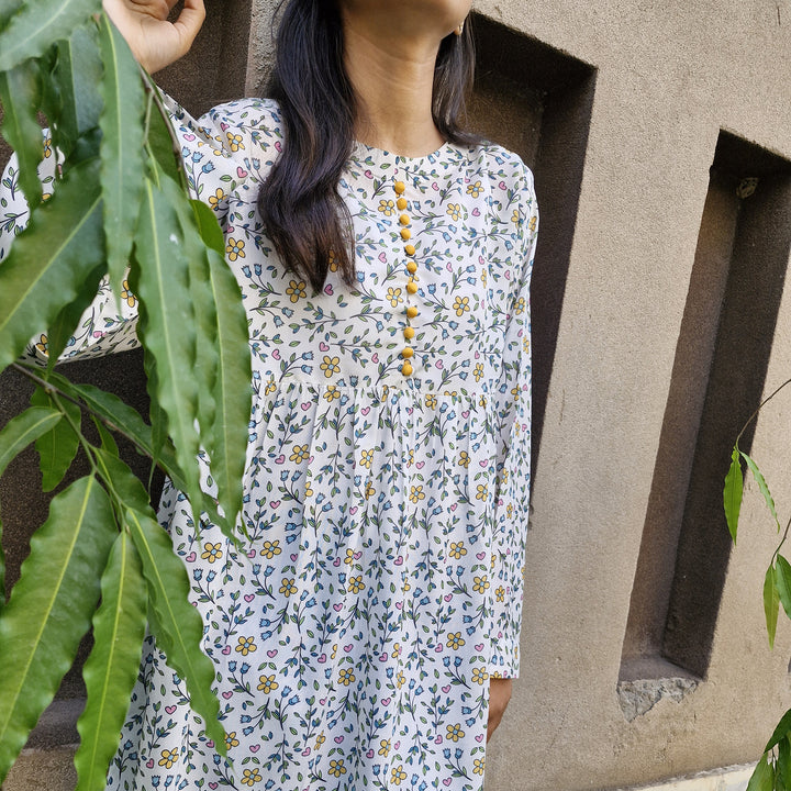 Yellow & White Floral Shirt Unstitched image 1