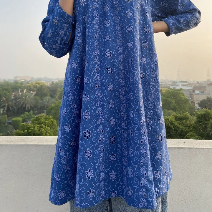 Blue Jeans Chikankari Frock image 3
