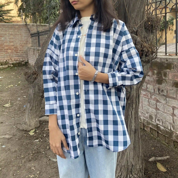 White & Blue Checkered Shirt image 0