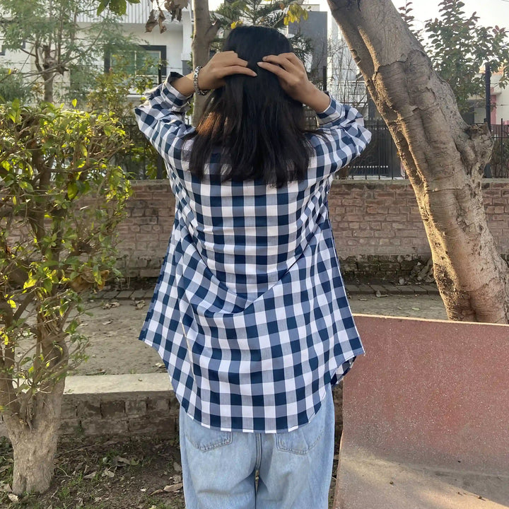 White & Blue Checkered Shirt image 1