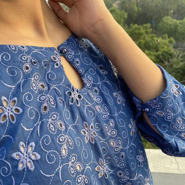 Blue Jeans Chikankari Frock image 1