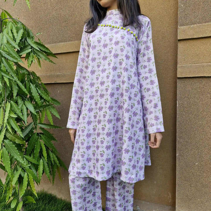 Lavender Floral Co-Ord Unstitched image 1