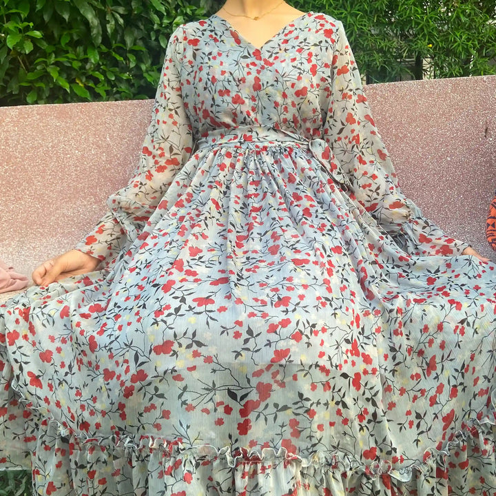 Floral Printed Chiffon Frock image 1
