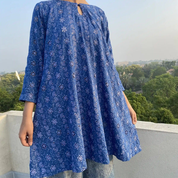 Blue Jeans Chikankari Frock image 0