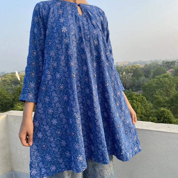 Blue Jeans Chikankari Frock image 0