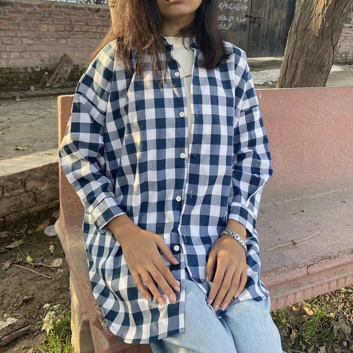 White & Blue Checkered Shirt image 3