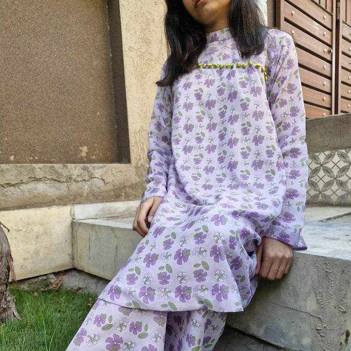 Lavender Floral Co-Ord Unstitched image 2